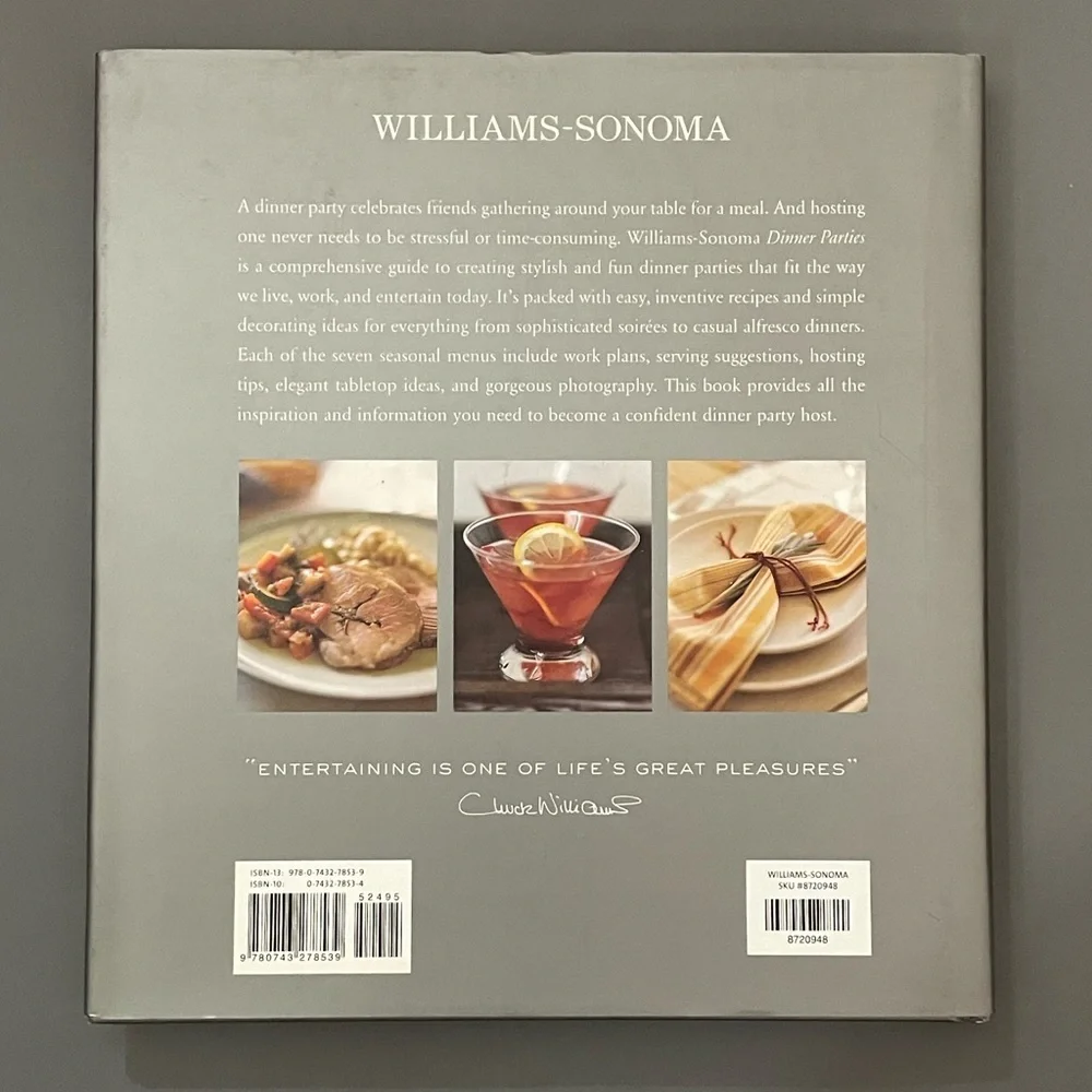 cookbook- williams sonoma dinner parties event planning party planning hosting
